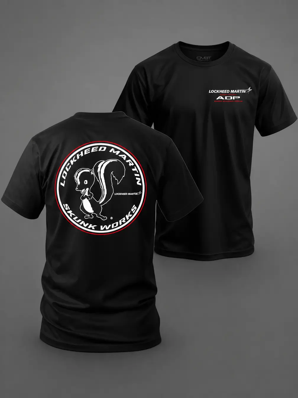 Lockheed Martin Skunk Works T-Shirt, 2 Sides Design Featuring Classic Skunk Logo and Advanced Development Programs Print, Soft Black Cotton Tee for Aviation Engineers, Veterans, and Stealth Aircraft Fans for Men & Women, Streetwear, Vacation Outfits