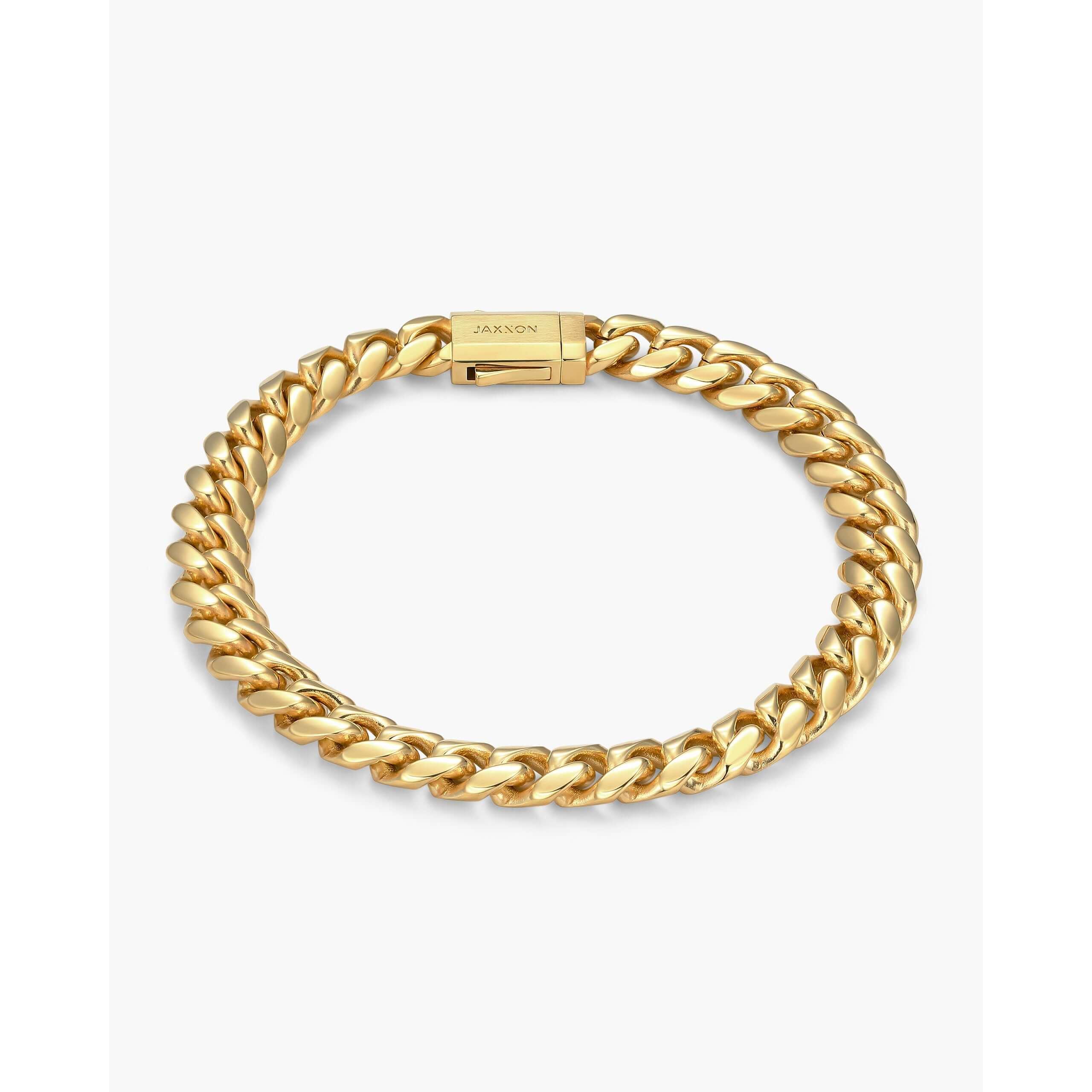 JAXXON Cuban Link Bracelet 8mm - Gold - Waterproof - Box Clasp