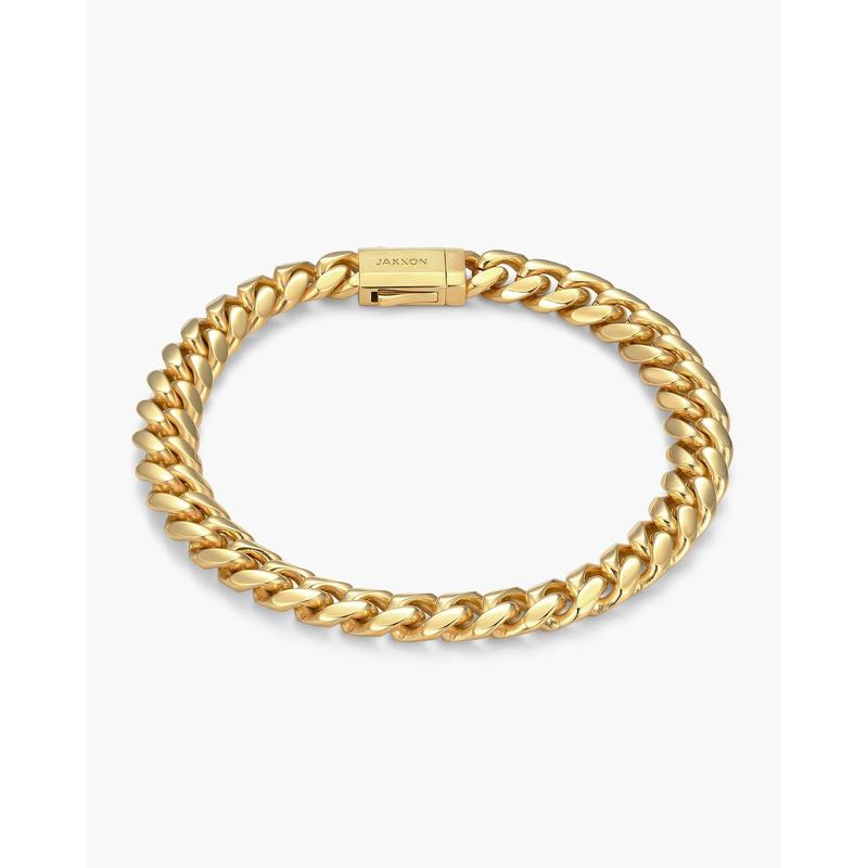 JAXXON Cuban Link Bracelet 8mm - Gold - Waterproof - Box Clasp