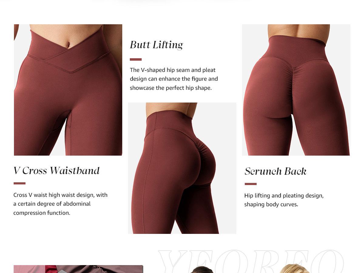 YEOREO Kalie Flare Scrunch Leggings for Women V Cross Waist Bell Bottom Yoga Pants Tummy Control Bootcut Workout Leggings SpringStatements