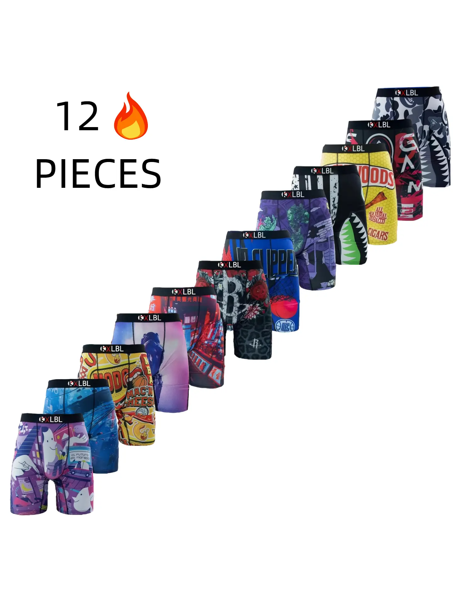 KXLBL 12/6 PACK Men's Letter Tape Boxer Brief, Casual Comfy Breathable Underwear for Daily Wear, Men's Underwear forAll Seasons, Stretchy Boxer Briefs