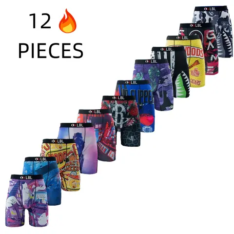 KXLBL Men's Boxer Briefs 12-Pack - Casual Everyday Mid-Waist Underwear, Soft Cotton-Poly Stretch, Breathable Moisture-Wicking, 7-inch Inseam, Contoured Pouch, No Ride-Up, All-Season Comfort
