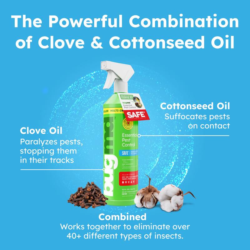 BugMD Plant-Powered Pest Control Bundle – Starter Kit, 4x Concentrates + Blaster, 30 oz Refill – Ant, Roach, Flea, Spider & Insect Killer for Home – Natural Essential Oil Formula