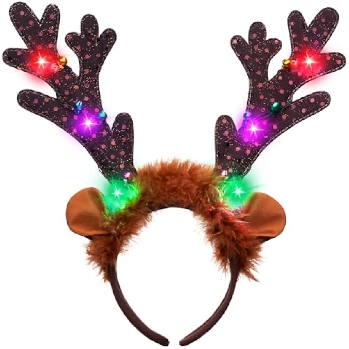 Christmas 2PCS Light Up Cute Reindeer Headband Adult Kids Party Favor Supplies, Xmas Accessories for Christmas Holiday Parties, Annual Holiday, Photos Booth