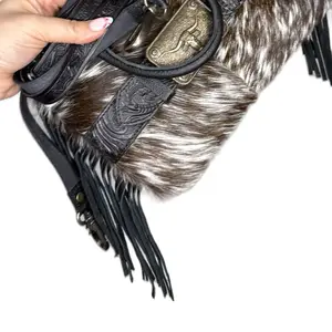 Mini tote Crossbody cowhide and tooled leather