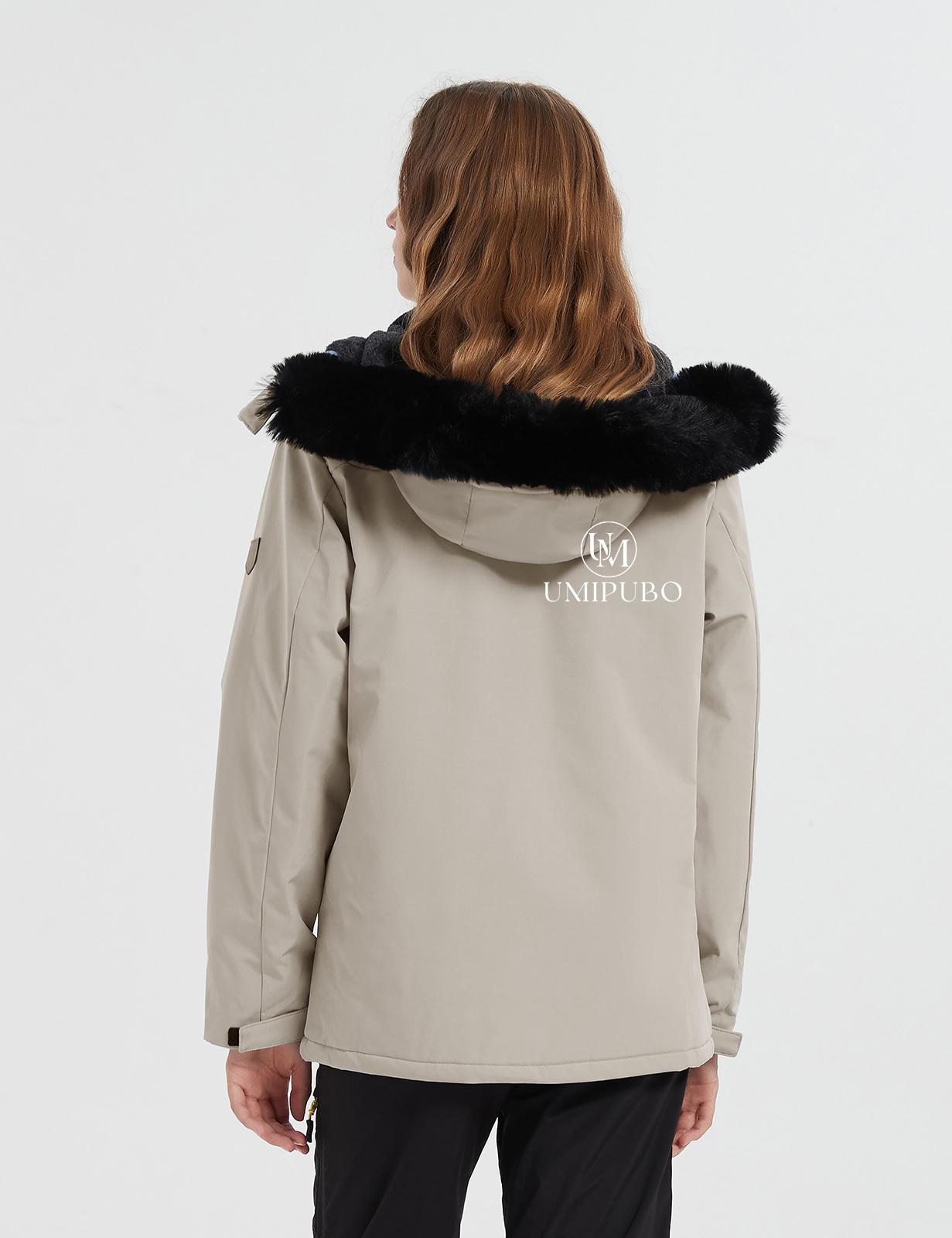 UMIPUBO Women's Waterproof Ski Jacket Warm Winter Coat Mountain Windproof Fleece Jacket Outdoor Hiking Jacket with Removable Hood