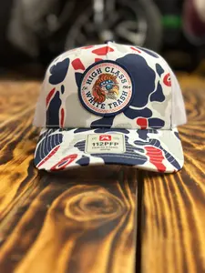 HCWT Mullet Eagle Patched RWB Camo/White Mesh Snap Back Trucker Cap