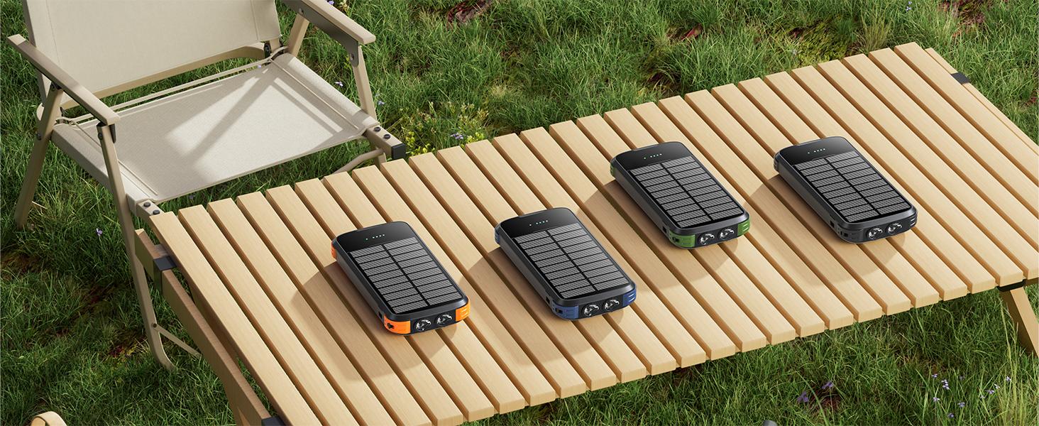 40000mAh Power Bank: Built-in 4-wire high-power flashlight solar power bank, a reliable choice for outdoor travel, compatible with various models of mobile phones and tablets. Smartphone Portable Battery Powered Durable Lithium Battery