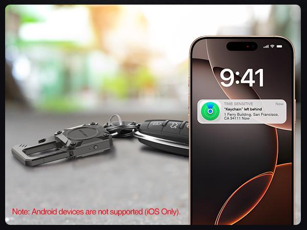 Keychain Tracker, Men's Key Chain Works with Find My(iOS Only), Heavy Duty Keychain Carabiner Bottle Opener, Car Key Chains with Finder, Anti-lost Keyrings Tracker, Rechargeable