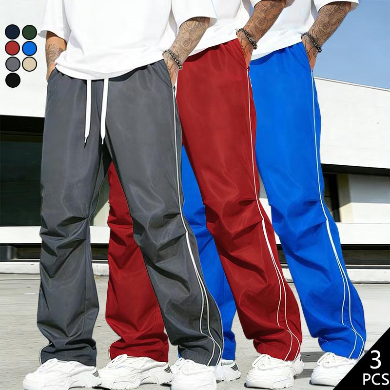 Men’s fashion loose pants with side stripes, comfortable breathable casual jogger sweatpants for all seasons, suitable for outdoor activities and sporty looks—an ideal gift for a husband, son, or boyfriend