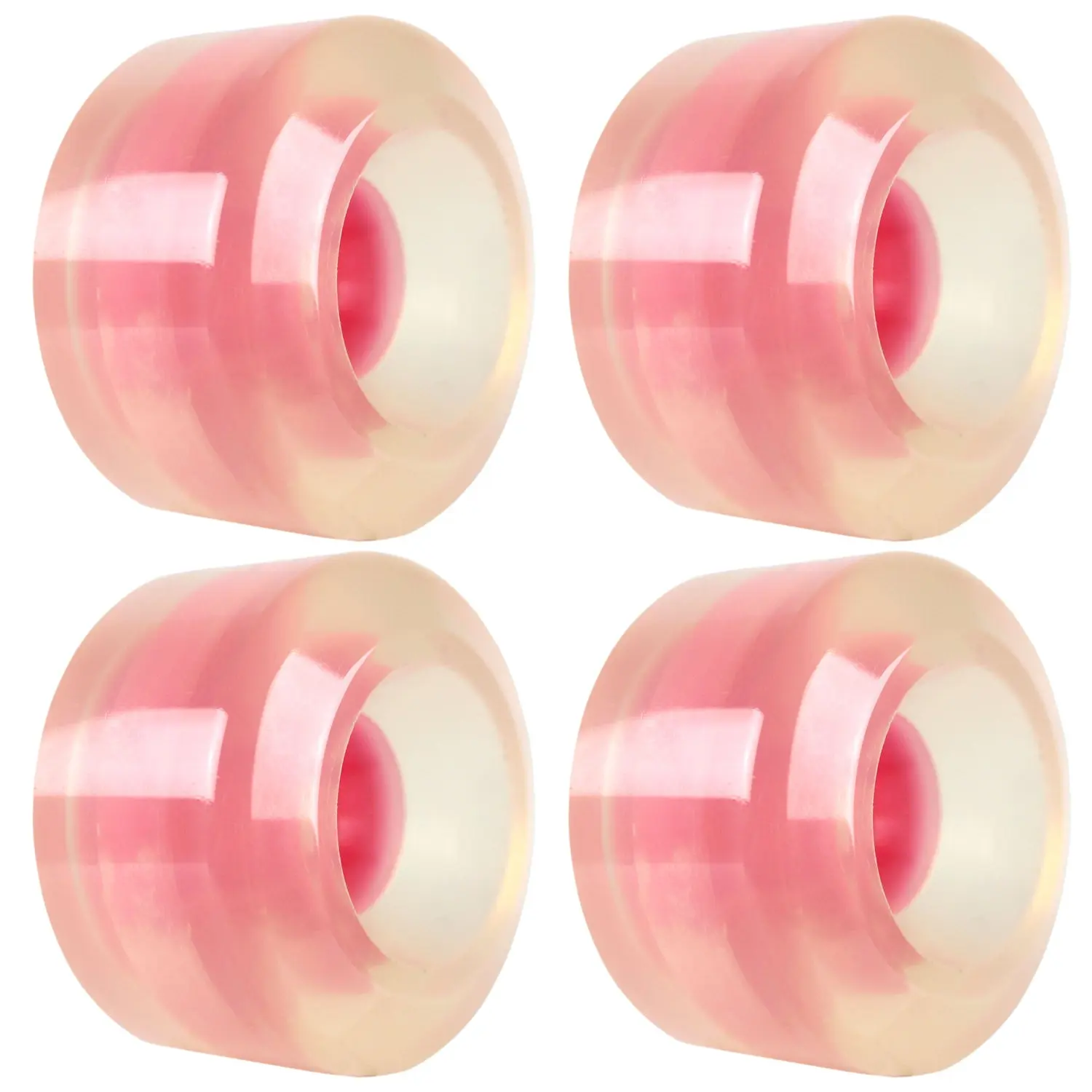 Longboard Wheels 65mm Smooth Clear w/ Pink Hub USA Made 78A