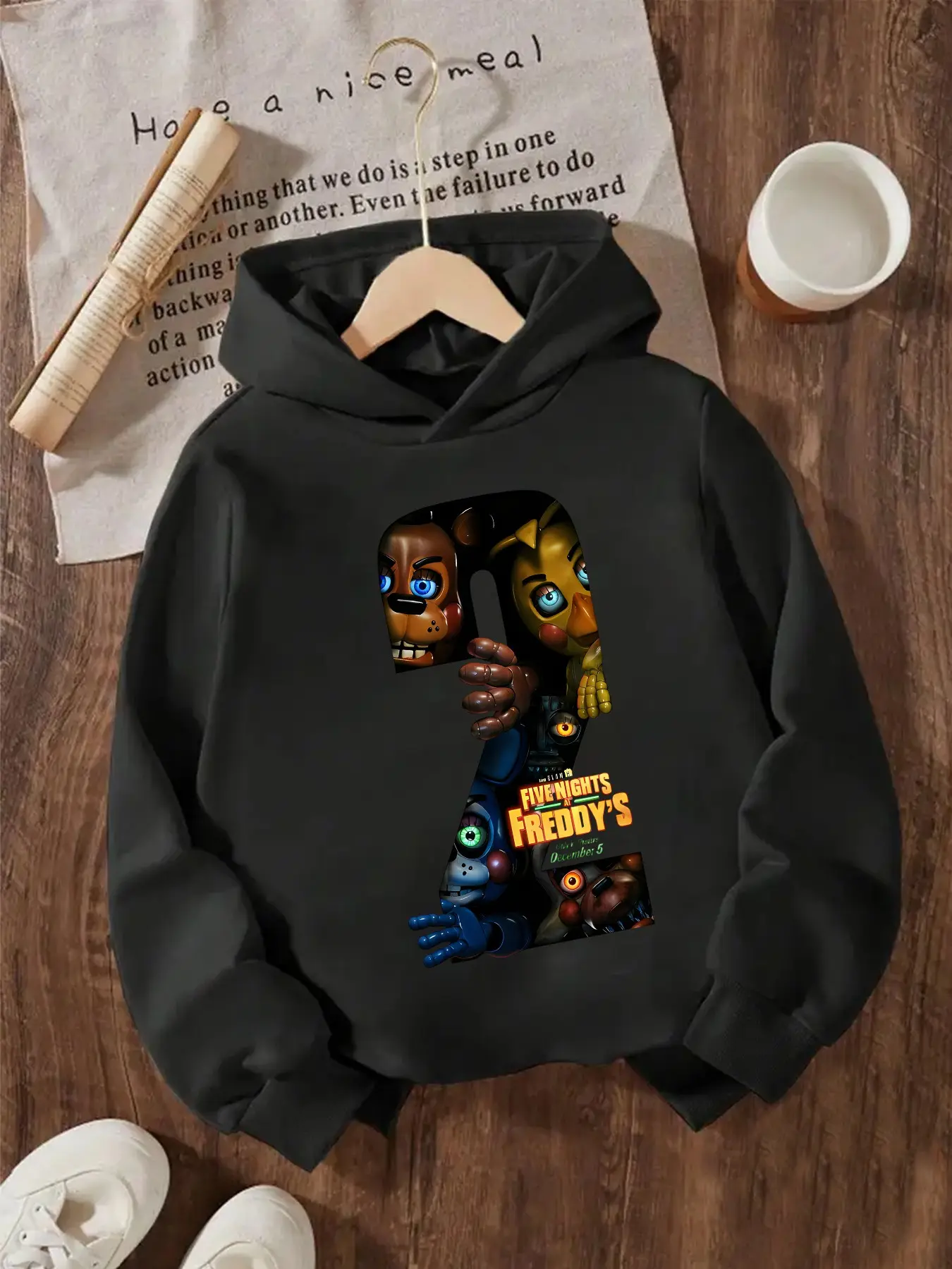 New Spring And Autumn Children's Clothing, Boys And Girls' Hooded Sweatshirts, Five Nights At Freddy's 2 Printed, Trendy, Casual Daily Wear, Ideal Gift Choice, Graphic Print Sweatshirt, Graphic Hoodies