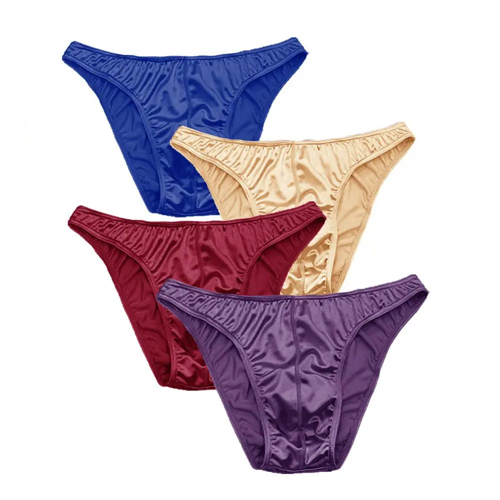 4Piece/Order Men Briefs Sexy Plus Size Men's Underwear Satin Silky S/M/L/XL/2XL/3XL