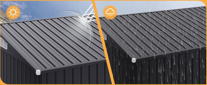 Aoxun 10 x 12FT Outdoor Storage Shed with Double Hinged Large Door & Lockable Door Metal Sheds for Garden Backyard Patio Black & Brown Water Resistant