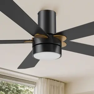 Harlem Low Profile Smart Ceiling Fan with LED Light Outdoor/indoor 52 inch