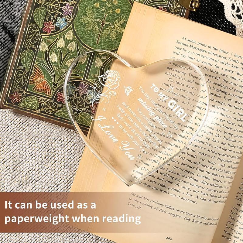 Valentine's Day Gifts for Girlfriend, Girlfriend Valentine's Day Gift Ideas, To My Girl Heart Shaped Acrylic Block, I Love You Presents for Her, Valentines Day Birthday Present for Her GF Wife