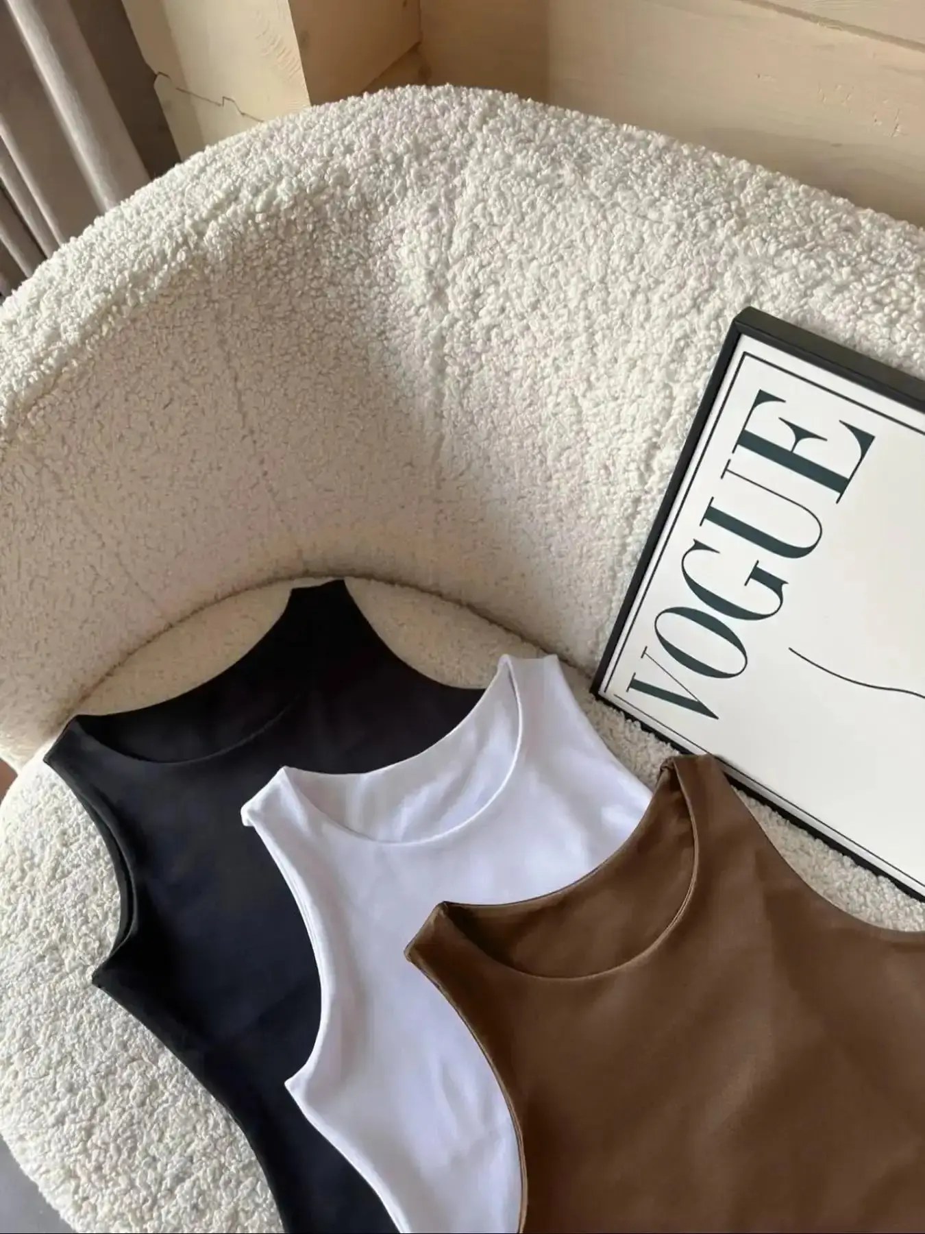 Women's Fall Winter Knitted Bodysuit, Comfortable Round Neck Sleeveless Top, Versatile Four-Season Wear, 3-Pack figure flattering wardrobe staple layering piece smart casual chic look seductive