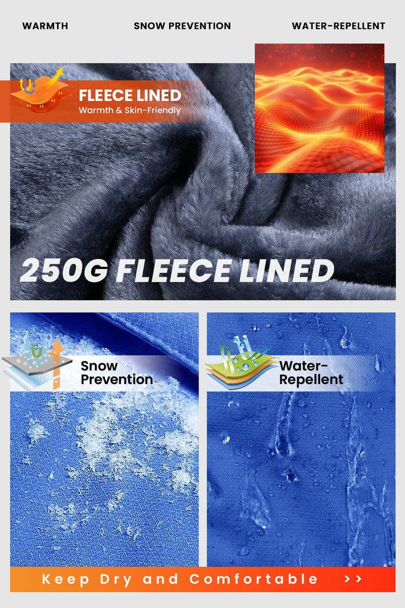 GOPUNE Men's Fleece Lining Winter Jacket, Waterproof, Breathable, Thickened, Warm, Windproof, Softshell Jacket, Outdoor, Functional Jacket with Removable Hood