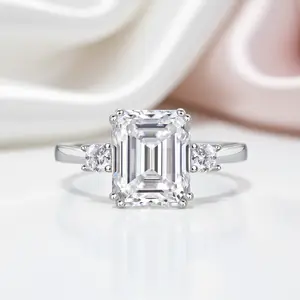 Emerald Cut Diamond Option Three Stone Engagement Ring