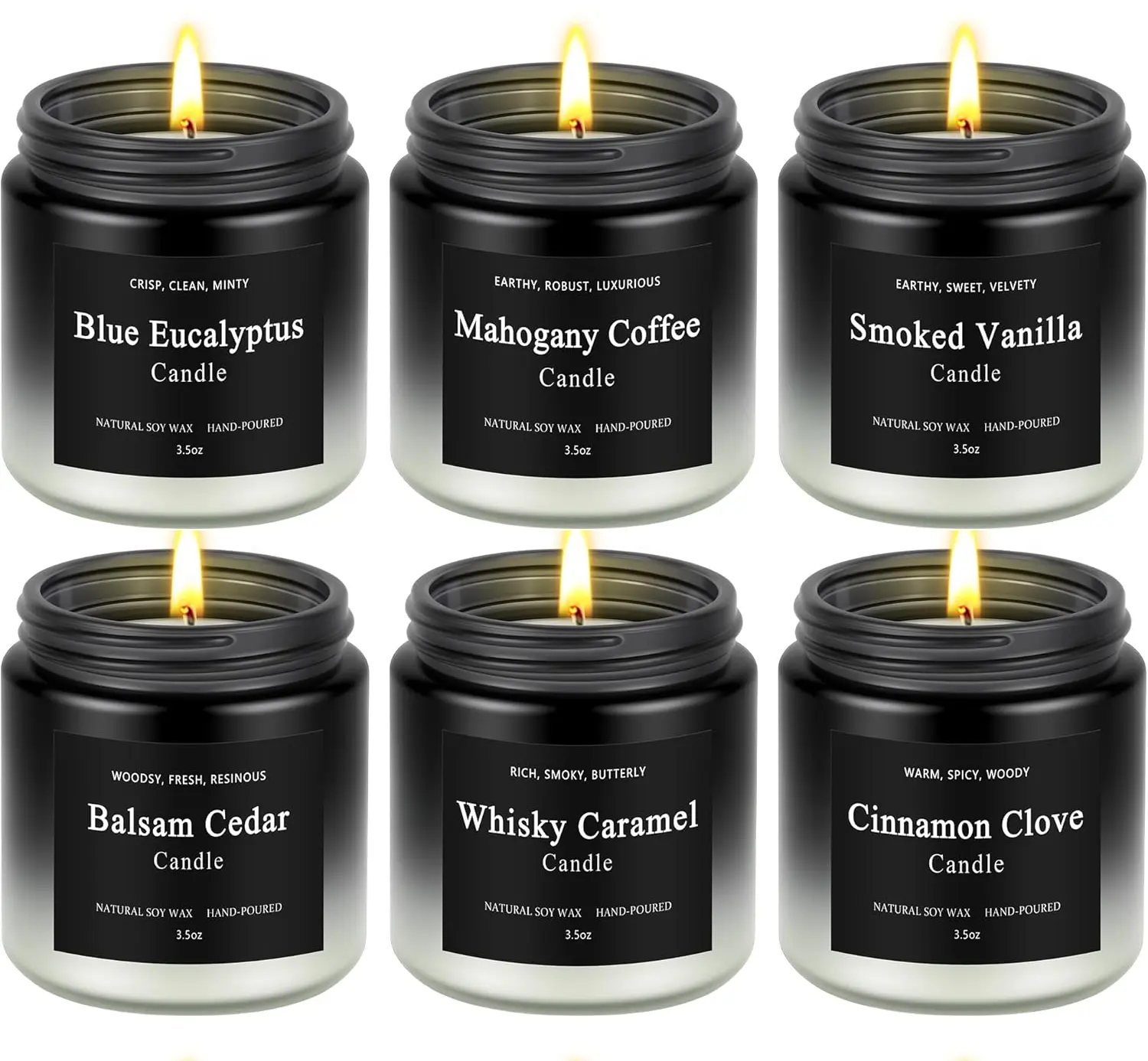 6 Pack Candles for Home Scented Aromatherapy Candles Gifts Set for Mens, Men Candle Set, 21 oz 150 Hour Long Lasting Candles, Gifts for Men, Birthday, Anniversary Present Father's Day Gift