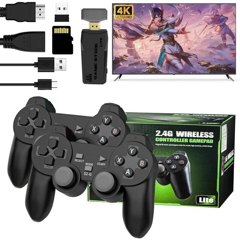 Retro Game Console – 20,000+ Classic Games Built-in, 18 Emulators, Dual 2.4G Wireless Controllers, 4K HDMI Output, 64GB Plug & Play Game Stick for TV, PC, Projector