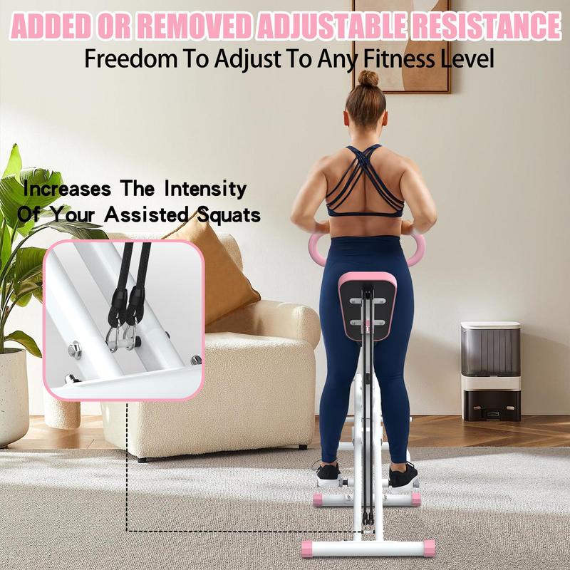 【KINMAC】260lbs Squat Machine Full-Body Exercise for Home - Assist Trainer for Glutes Workout Foldable with Resistance Bands, for Botty Glutes Butt Thighs, Ab Back/Leg Press Hip Thrust for Home Gym Fitness