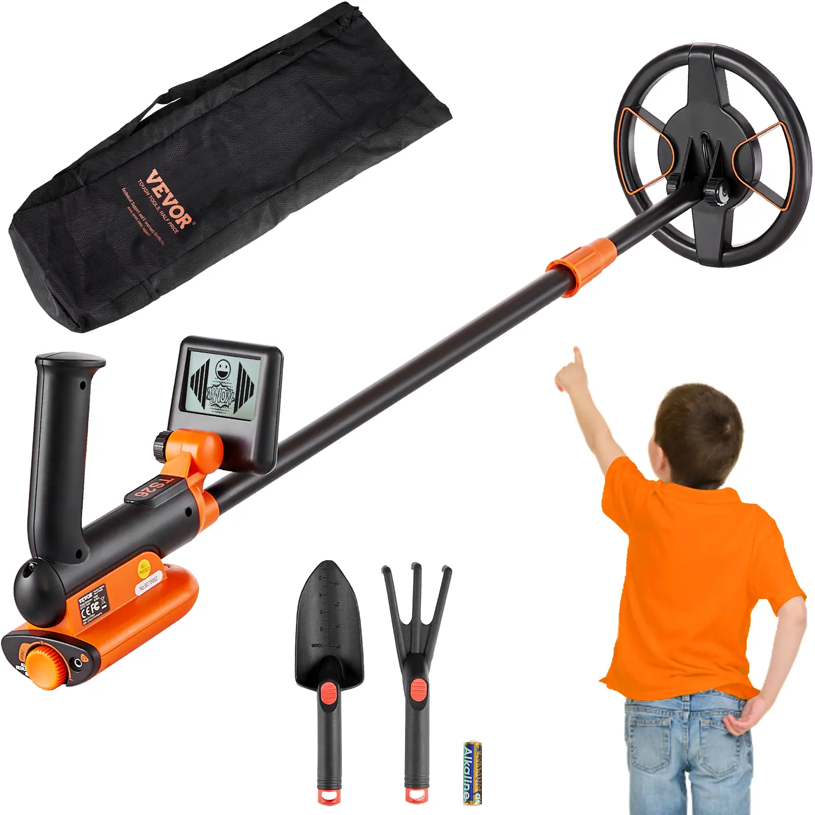 【summerfinds】VEVOR Metal Detector for Kids, 6 Inch, 25''-37'' Adjustable Gold Detector, IP68 Waterproof Search Coil with LCD Display Advanced DSP Chip, Lightweight for Junior & Youth Detecting Gold Coin Treasure, Portable, Handheld Metal Detector