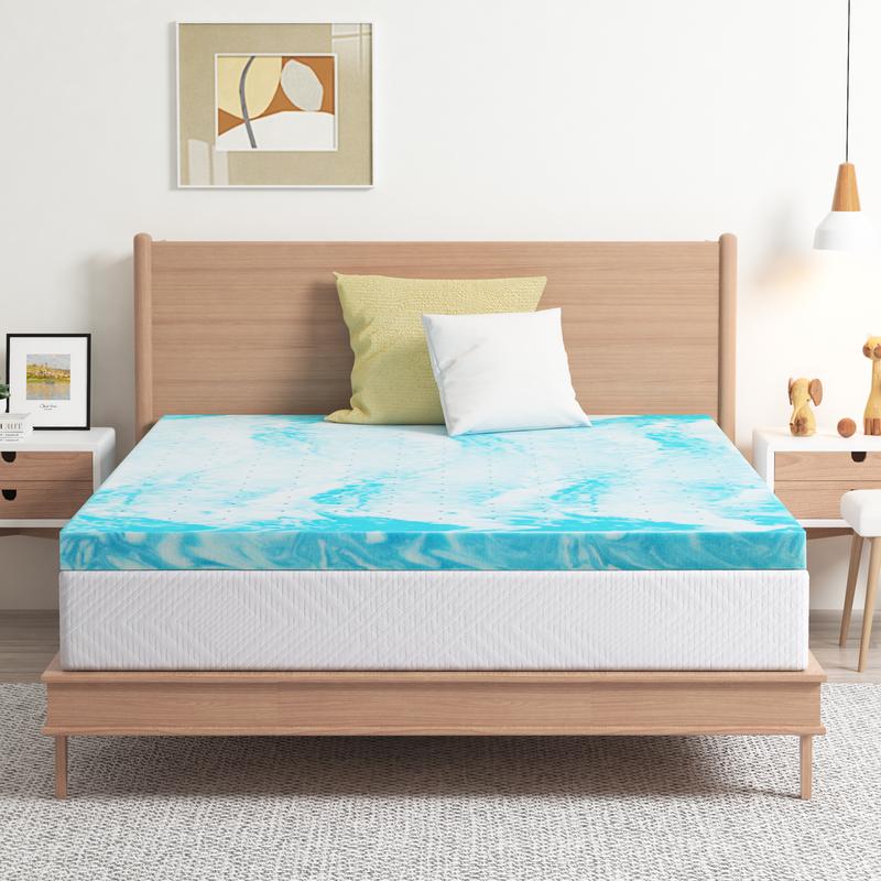 EGO Gel Memory Foam Mattress Topper Blue 2/3/4 Inch Twin Full Queen King Sleep Comfortable Premium Relaxation Certified High Quality Outdoorfun EGO Gel Memory Foam Mattress Topper Blue 2/3/4 Inch Twin Full Queen King Sleep Comfortable Premium Relaxation Certified High Quality Outdoorfun