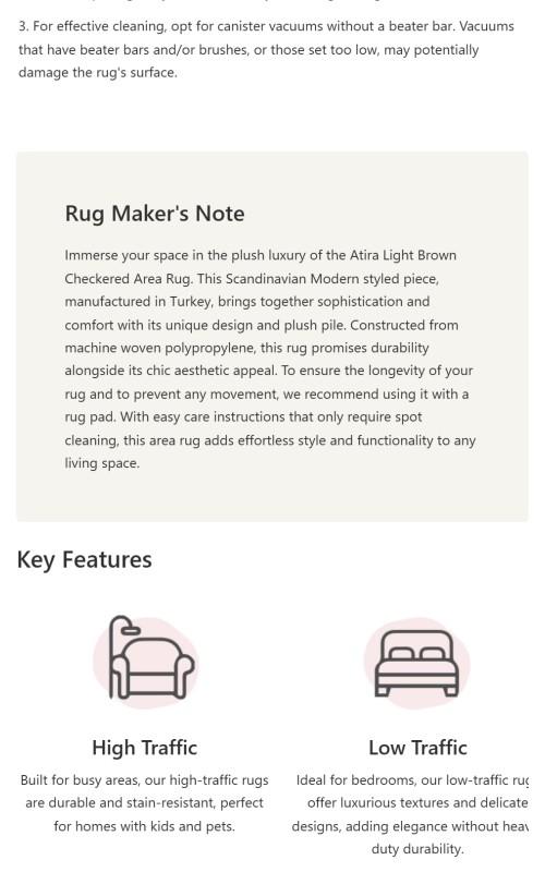 Atira Light Brown Checkered Area Rug Perfect for any room Atira Light Brown Checkered Area Rug Perfect for any room