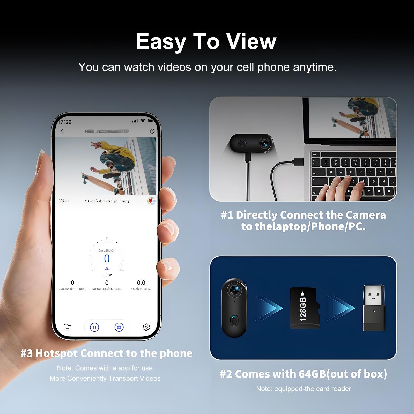 NUISK Thumb Action Camera Waterproof FHD Wearable Pocket Vlogging Camera with Multiple Mounts for Work Cycling Travel Pet Walking Safety Compact Camcorder Portable Photography Camera Gear Anti-Shake TikTokShopSpringGlowUp