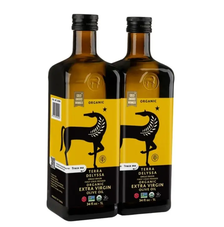 Terra Delyssa Organic Extra Virgin Olive Oil 1L Pack of 2 USDA Organic Non-GMO Project Verified Kosher First Cold Pressed 67.63 fl oz High Quality Oil