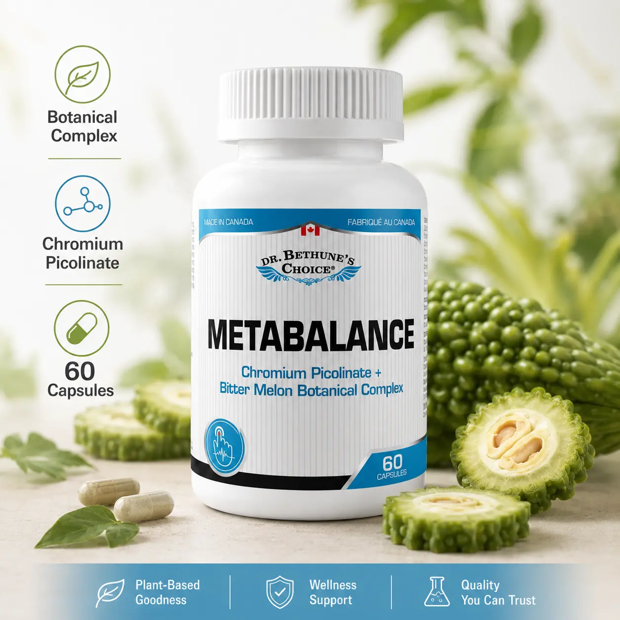 Dr. Bethune’s Choice MetaBalance 9, Chromium Picolinate + Bitter Melon Botanical Complex, 60 Capsules