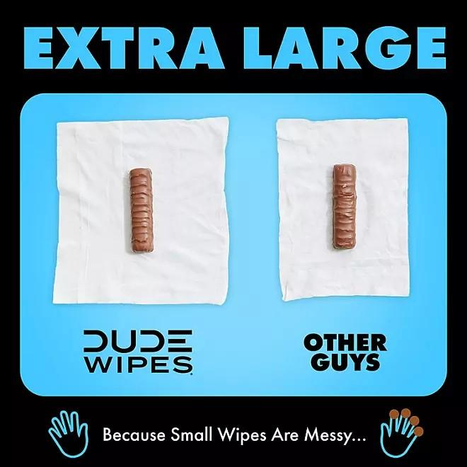 Dude Wipes XL Flushable Wipes - 8ct Fragrance-Free 400 Wipes for Personal Hygiene, Travel, and Home Use Napkin Toilet Disposable