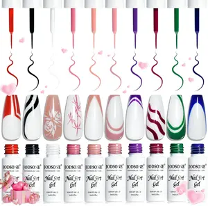 JODSONE 10pcs Nail Art Gel Liner Set,3D Nail Art Pens Effect for Fine Lines,Thin Brush Detail Polish,DIY Painted Nails at Home Salon,Liner Gel Nail Polish Valentine's Gift for Girls & Women