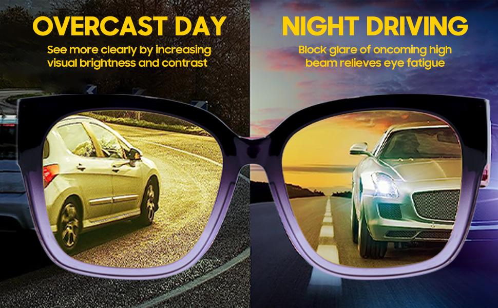 Trendy Oversized Fit Over Night Vision Driving Glasses Anti Glare for Women Men Polarized Nighttime Glasses IF7511