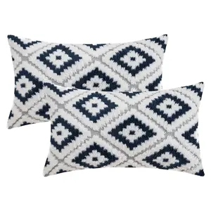 REGALWOVEN 2pcs Soft Short Plush Decorative Throw Pillow Covers Luxury Style Cushion Covers for Sofa Bedroom 12 x 20 Inch Navy Blue