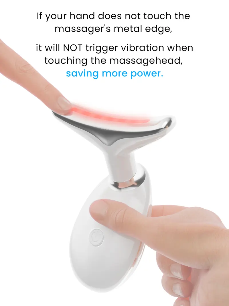 Cotsoco 7-Color Facial & Neck Massager, USB Rechargeable Red Light Therapy Device with Heat, Vibration, Auto Shut-Off, Facial Care Tools for Women