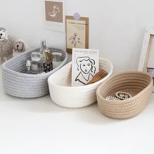 Woven Nordic Rope Storage Baskets - Organize Boxes, Desktop Sundries, Key, Cosmetics - Natural Fiber - For Home & Office - Perfect Gift for Housewarming & Organization Enthusiasts - Room Organization Products
