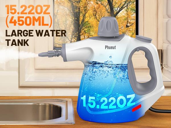 Phueut 1250W Pressurized Steam Cleaner with 11-Piece Accessories 360-Degree Angle for Floor Grout Tile Grease Multipurpose Home Cleaning Tool 15.2OZ Water Tank Capacity