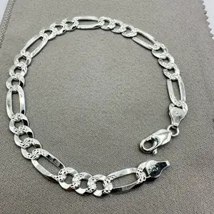 925 Italian  Silver Bracelets – Figaro Style for Men