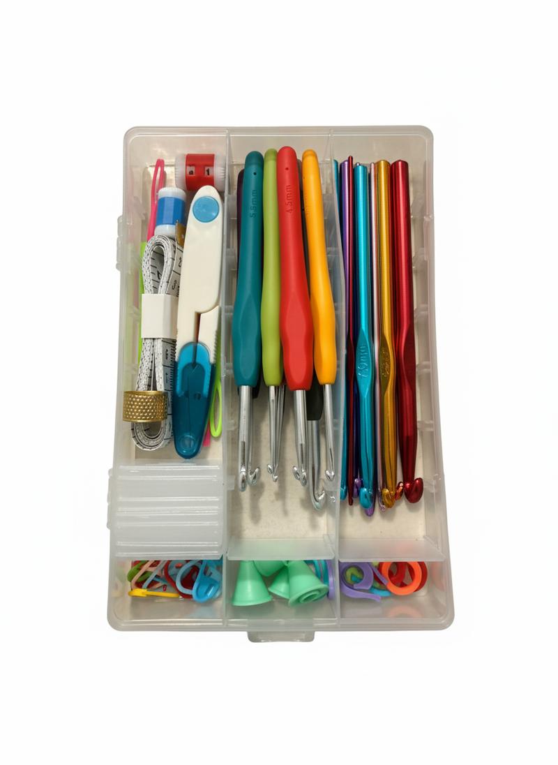 73-Piece Crochet Kit with Hooks, Knitting Needles, Yarn Balls & Tote Bag – Complete Beginner & Professional Set