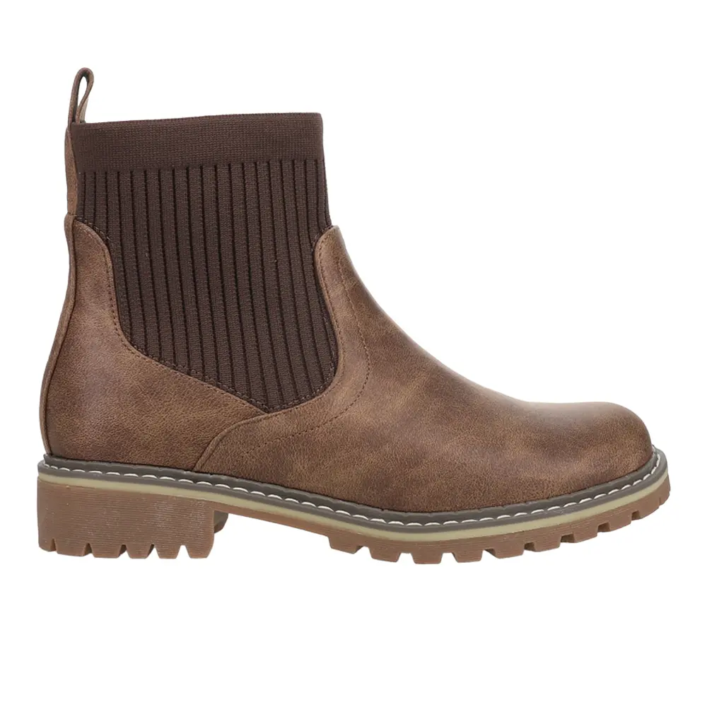 Corkys Womens Cabin Fever Round Toe Chelsea Casual Boots Ankle Low Heel 1-2" - Brown