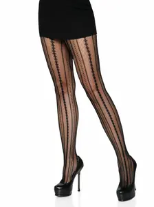 Leg Avenue Eve Vintage Pinstripe Lace Net Tights - High-Quality Fishnet Fabric, Premium Net Material, Perfect Fit Technology, Sultry & Stylish for Women's Wear