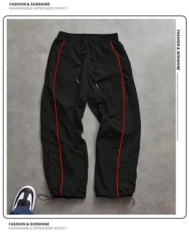 Men's Casual Striped Printed Comfortable Straight-Leg Sports Pants Suitable for Spring and Summer Wear Athleisure Style Bottoms