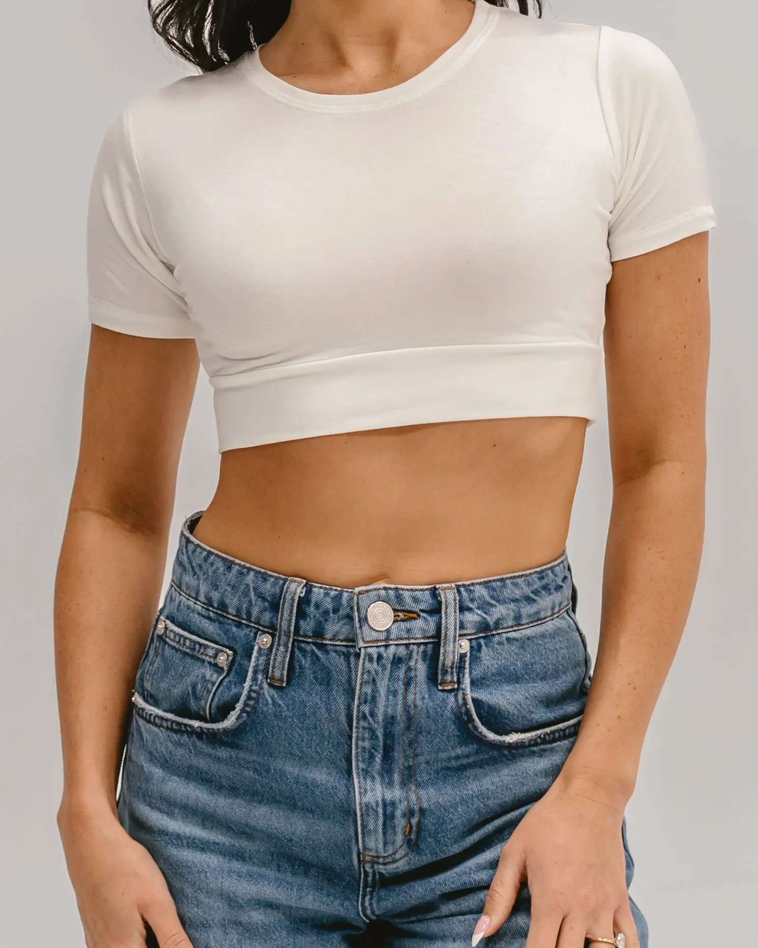 Crew Neck Boyfriend Halftee - Short Sleeve Top for Women - Comfortable Fit for Casual Wear - Comfort Layering top for modest fashion