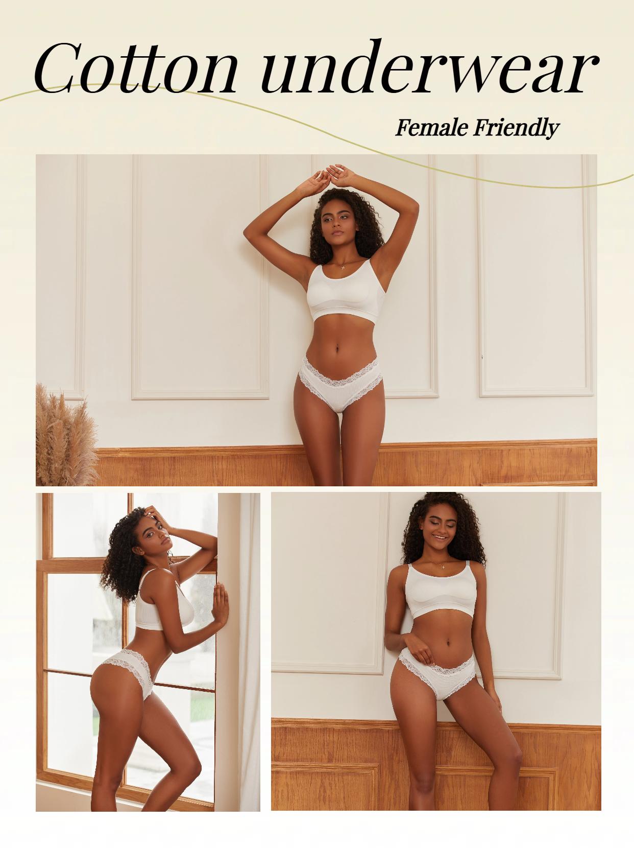 FINETOO Women's 15PCS Cotton Panties Lace Low Rise  Basic Brazilian Bikini  Cute Panties Soft Breathable Lingerie S-XL Fashionable Minimalist SpringStatements