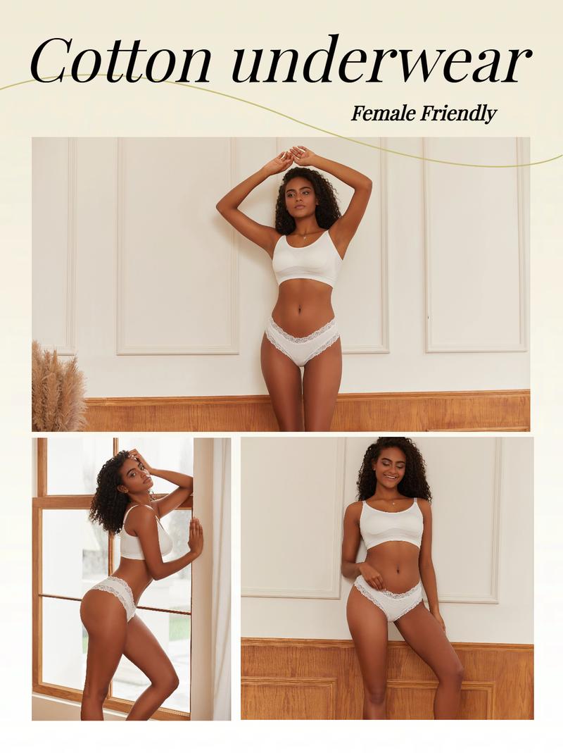 FINETOO Women's 15PCS Cotton Panties Lace Low Rise Basic Brazilian Bikini Cute Panties Soft Breathable Lingerie S-XL Fashionable Minimalist FINETOO Women's 15PCS Cotton Panties Lace Low Rise Basic Brazilian Bikini Cute Panties Soft Breathable Lingerie S-XL Fashionable Minimalist