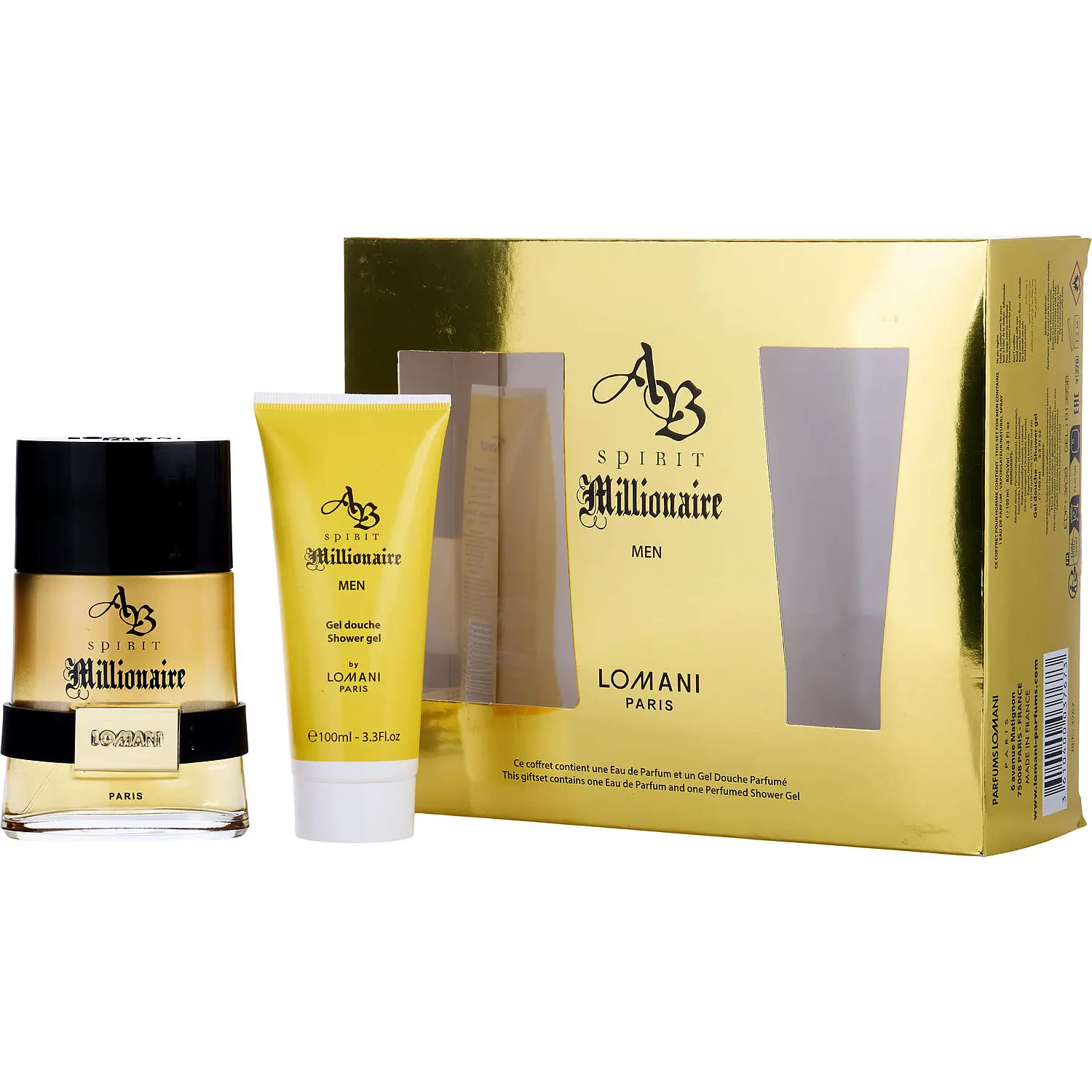 Ab Spirit Millionaire Set-Eau De Parfum Spray 3.3 Oz & Shower Gel 3.3 Oz For Men