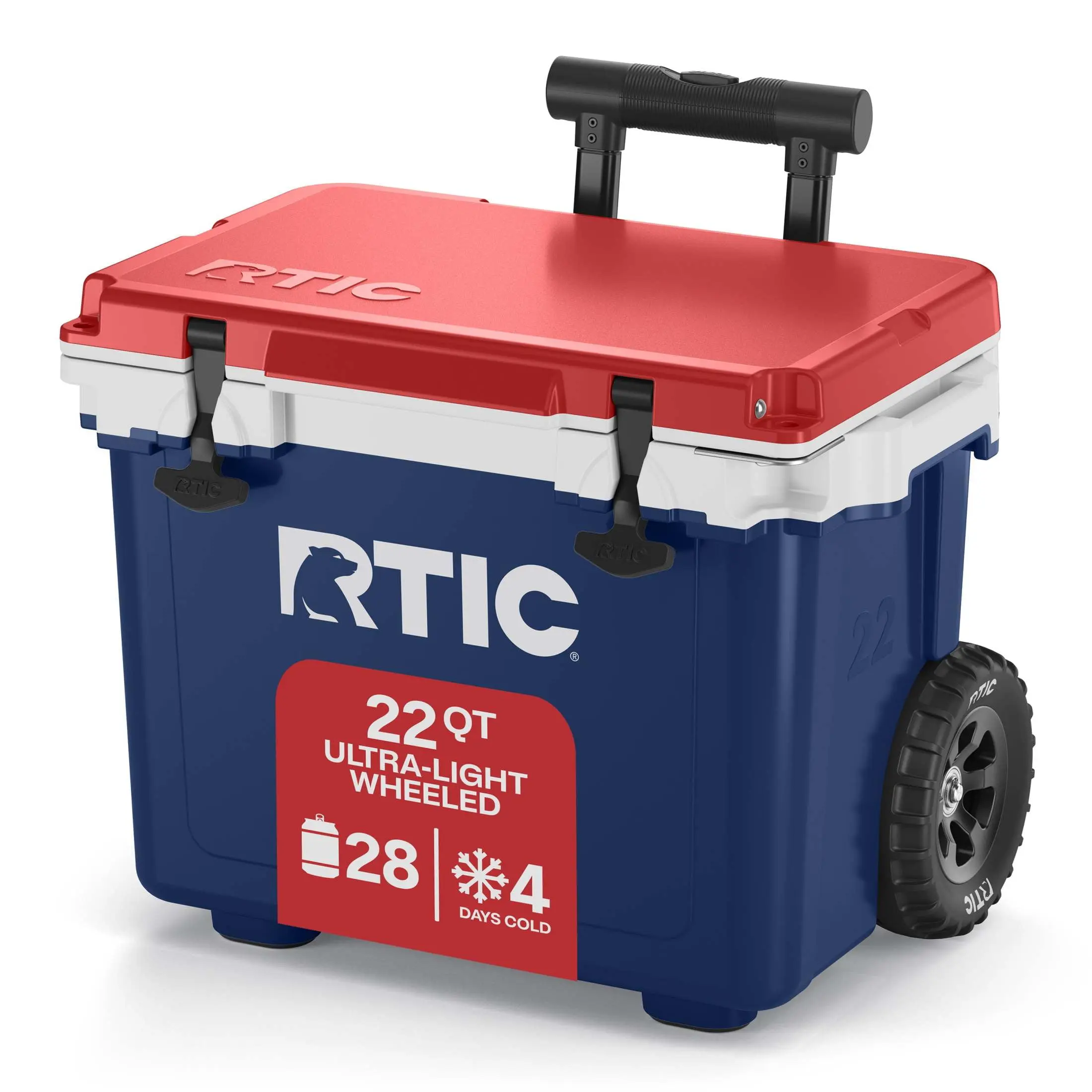 RTIC 22 QT Wheeled Hard-Sided Cooler for Camping & Hiking, Fits 28 Cans or 6 Wine Bottles