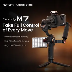 Hohem iSteady M7 Kit AI Tracking Smartphone New Gimbal Stabilizer 3-Axis with Magnetic Fill Light/AI Tracking Sensor for iPhone Android with 1/4-inch Color Tochscreen Display,Detachable Remote Controller, Max Payload 500g